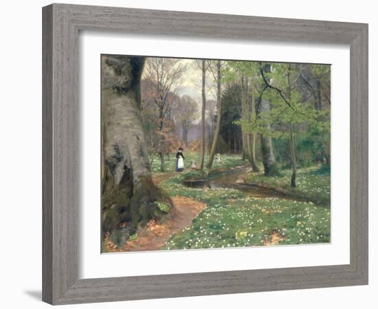 A Mother and her Children by a Stream-Hans Anderson Brendekilde-Framed Giclee Print