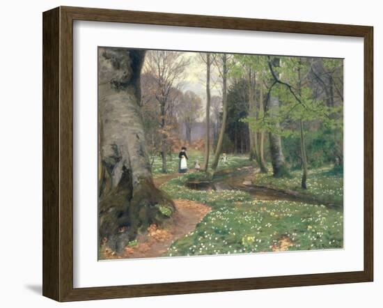 A Mother and her Children by a Stream-Hans Anderson Brendekilde-Framed Giclee Print