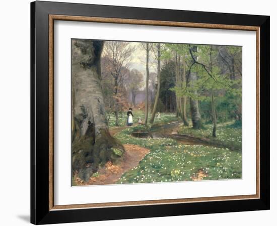 A Mother and her Children by a Stream-Hans Anderson Brendekilde-Framed Giclee Print