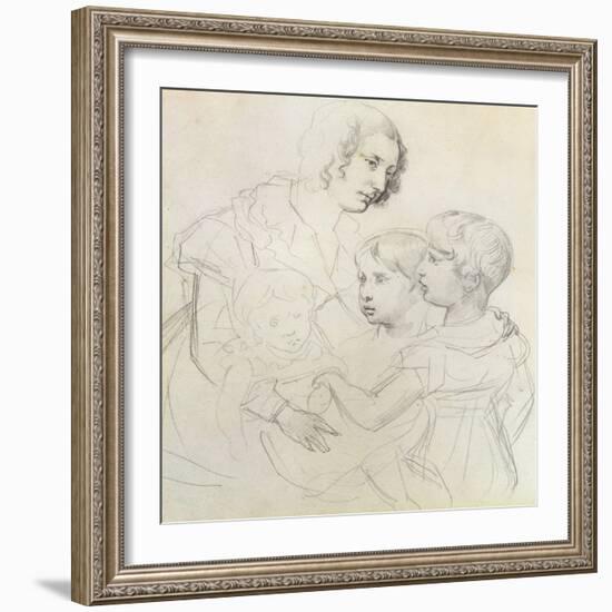 A Mother and Her Children-Theodore Gericault-Framed Giclee Print