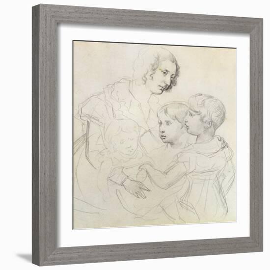 A Mother and Her Children-Theodore Gericault-Framed Giclee Print