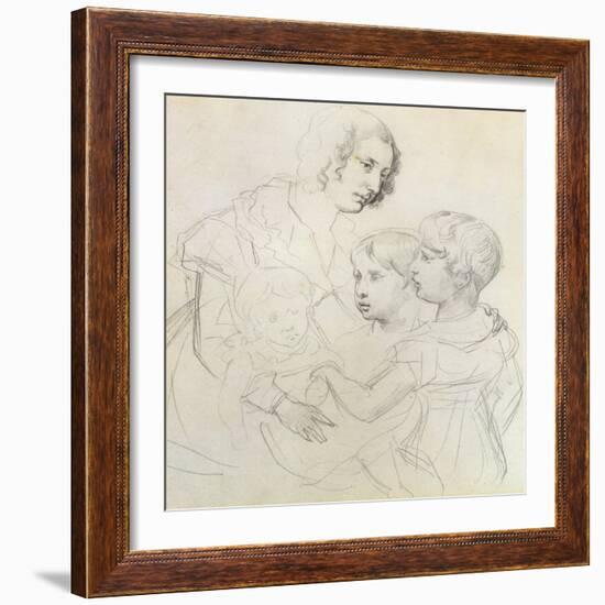 A Mother and Her Children-Theodore Gericault-Framed Giclee Print