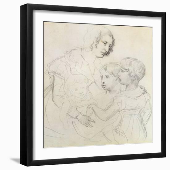 A Mother and Her Children-Theodore Gericault-Framed Giclee Print