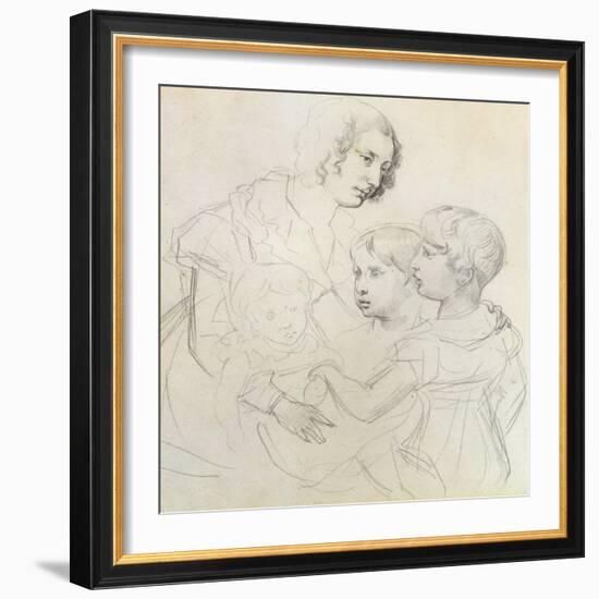 A Mother and Her Children-Theodore Gericault-Framed Giclee Print