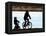 A Mother and Son are Silhouetted as They Ride Along the Schuylkill River-null-Framed Premier Image Canvas