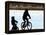 A Mother and Son are Silhouetted as They Ride Along the Schuylkill River-null-Framed Premier Image Canvas