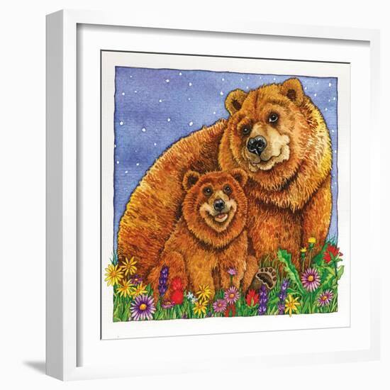 A Mother Bear and Her Cub in the Flowers. Mom-Wendy Edelson-Framed Giclee Print