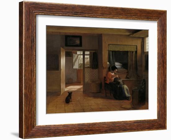 A Mother Delousing her Child’s Hair, Known as ‘A Mother’s Duty’, c.1658-60-Pieter de Hooch-Framed Giclee Print