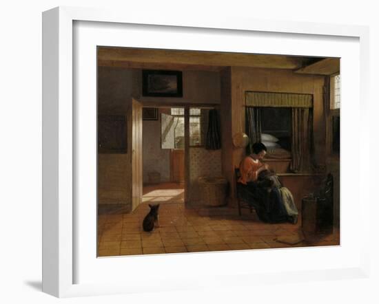 A Mother Delousing her Child’s Hair, Known as ‘A Mother’s Duty’, c.1658-60-Pieter de Hooch-Framed Giclee Print