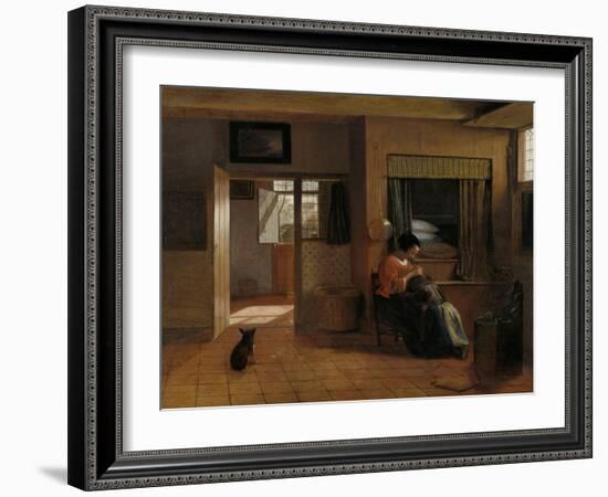 A Mother Delousing her Child’s Hair, Known as ‘A Mother’s Duty’, c.1658-60-Pieter de Hooch-Framed Giclee Print