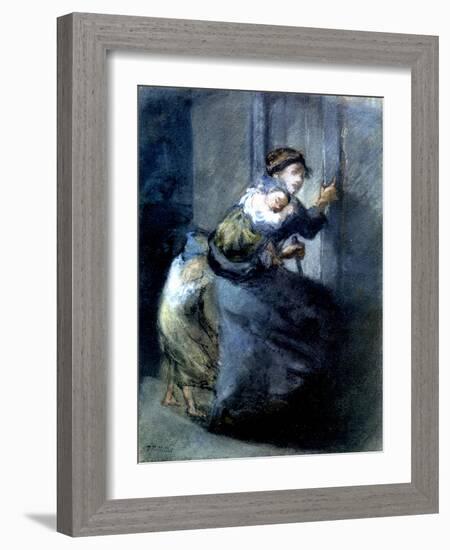 A Mother Fleeing with Two Children-Jean-François Millet-Framed Giclee Print