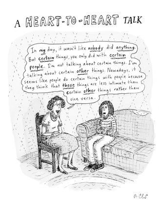 A mother has a baffling sex talk with her daughter. - New Yorker Cartoon'  Premium Giclee Print - Roz Chast 