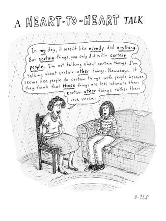 A mother has a baffling sex talk with her daughter. - New Yorker Cartoon' Premium Giclee Print - Roz Chast A mother has a baffling sex talk with her daughter. - New Yorker Cartoon' Premium Giclee Print - Roz Chast
