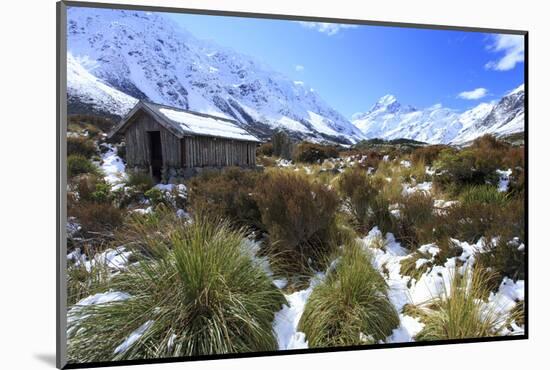 A Mountain Hut on the Hooker Valley Walk, with Mt. Cook in the Distance, New Zealand-Paul Dymond-Mounted Photographic Print