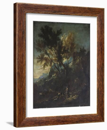 A Mountain Landscape with Pastoral Figures-Alessandro Magnasco-Framed Giclee Print