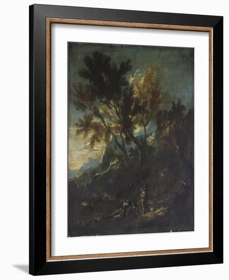 A Mountain Landscape with Pastoral Figures-Alessandro Magnasco-Framed Giclee Print