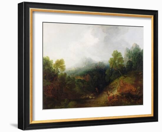 A Mountain Valley with Rustic Figures, C.1773-7-Thomas Gainsborough-Framed Giclee Print