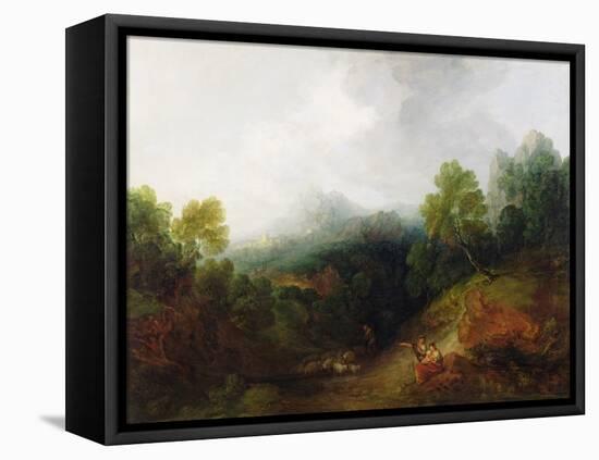 A Mountain Valley with Rustic Figures, C.1773-7-Thomas Gainsborough-Framed Premier Image Canvas