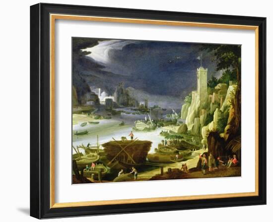 A Mountainous Estuary Landscape (Oil on Copper)-Paul Brill Or Bril-Framed Giclee Print