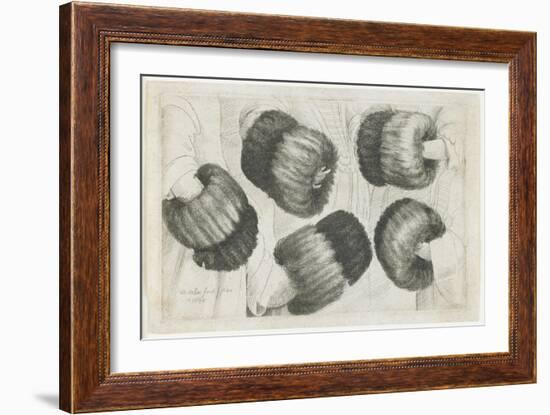 A Muff in Five Views, 1645-1646-Wenceslaus Hollar-Framed Giclee Print