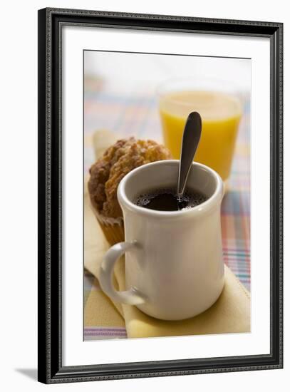 A Mug of Coffee, Muffin and Orange Juice-Foodcollection-Framed Photographic Print