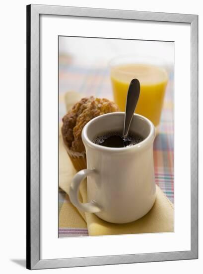 A Mug of Coffee, Muffin and Orange Juice-Foodcollection-Framed Photographic Print
