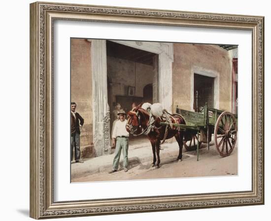 A Mule Cart in Havana Led by a Vendor-William Henry Jackson-Framed Photo