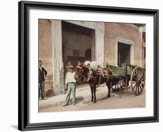 A Mule Cart in Havana Led by a Vendor-William Henry Jackson-Framed Photo