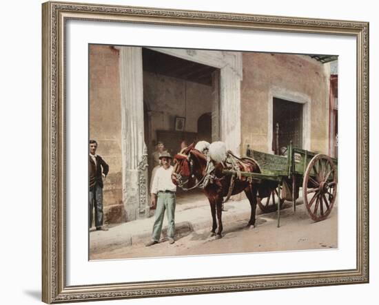 A Mule Cart in Havana Led by a Vendor-William Henry Jackson-Framed Photo