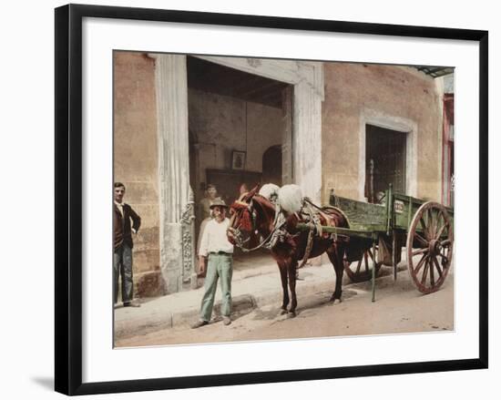 A Mule Cart in Havana Led by a Vendor-William Henry Jackson-Framed Photo