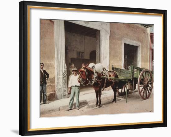 A Mule Cart in Havana Led by a Vendor-William Henry Jackson-Framed Photo