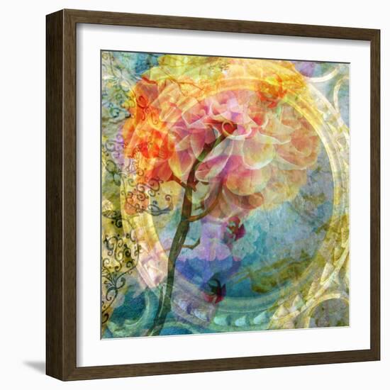 A Multicolor Translucent Floral Montage of a Dahlia-Alaya Gadeh-Framed Photographic Print