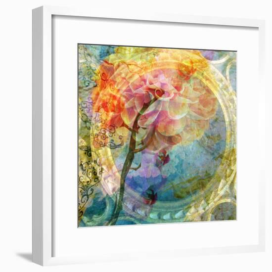 A Multicolor Translucent Floral Montage of a Dahlia-Alaya Gadeh-Framed Photographic Print