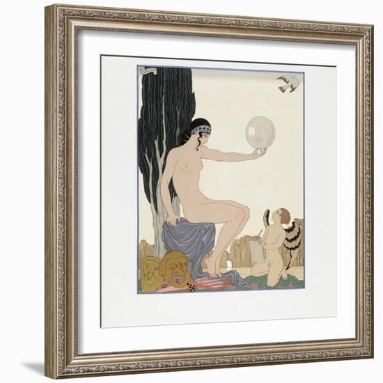 A Muse Inspires an Artist, 1929 (Engraving)-Georges Barbier-Framed Giclee Print