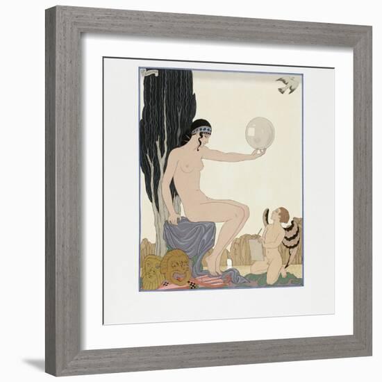 A Muse Inspires an Artist, 1929 (Engraving)-Georges Barbier-Framed Giclee Print