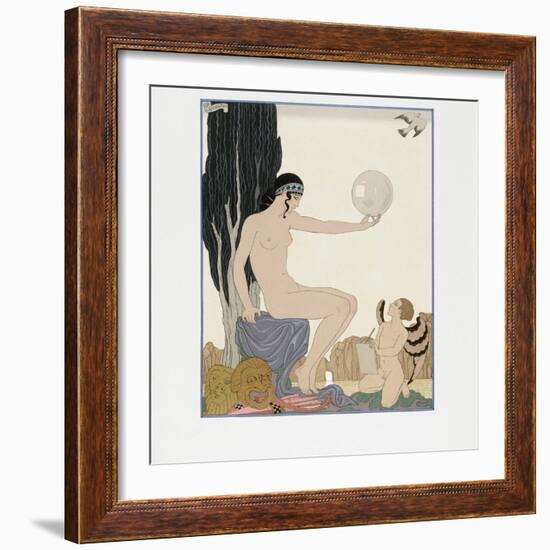 A Muse Inspires an Artist, 1929 (Engraving)-Georges Barbier-Framed Giclee Print