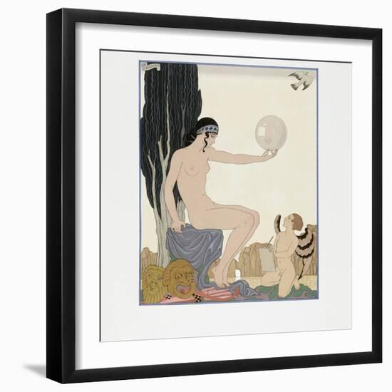 A Muse Inspires an Artist, 1929 (Engraving)-Georges Barbier-Framed Giclee Print