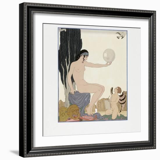 A Muse Inspires an Artist, 1929 (Engraving)-Georges Barbier-Framed Giclee Print