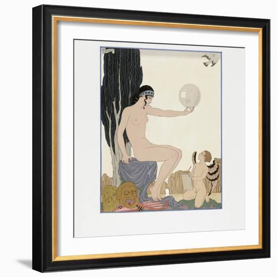 A Muse Inspires an Artist, 1929 (Engraving)-Georges Barbier-Framed Giclee Print