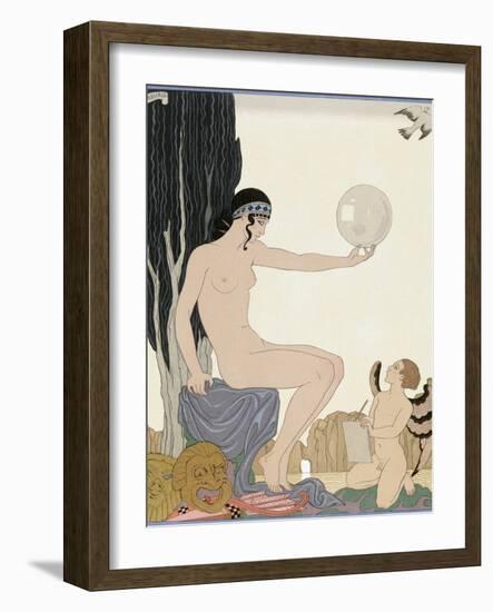 A Muse Inspires an Artist, 1929 (Engraving)-Georges Barbier-Framed Giclee Print