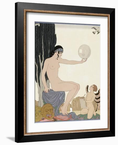 A Muse Inspires an Artist, 1929 (Engraving)-Georges Barbier-Framed Giclee Print