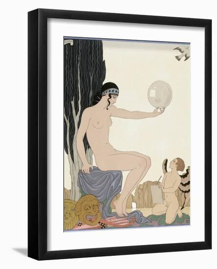 A Muse Inspires an Artist, 1929 (Engraving)-Georges Barbier-Framed Giclee Print