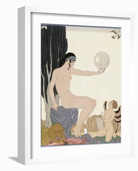 A Muse Inspires an Artist, 1929 (Engraving)-Georges Barbier-Framed Giclee Print