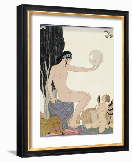 A Muse Inspires an Artist, 1929 (Engraving)-Georges Barbier-Framed Giclee Print