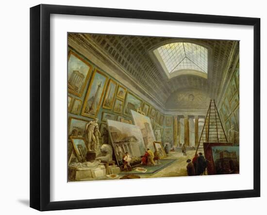 A Museum Gallery of Roman Art-Hubert Robert-Framed Giclee Print