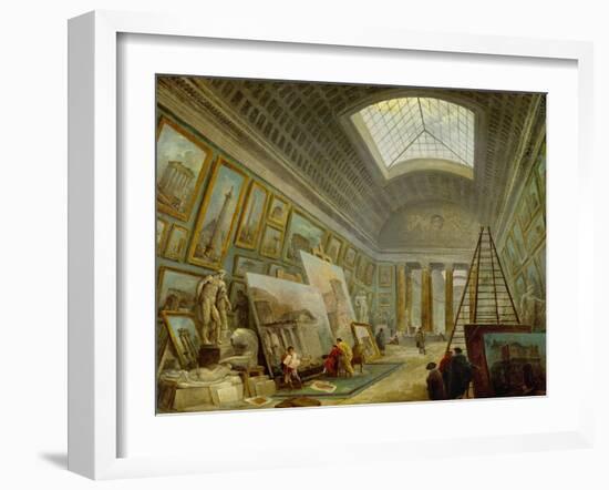 A Museum Gallery of Roman Art-Hubert Robert-Framed Giclee Print