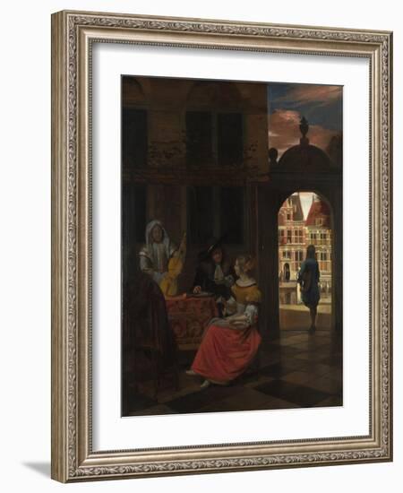 A Musical Party in a Courtyard, 1677-Pieter de Hooch-Framed Giclee Print