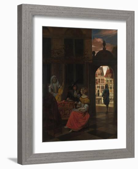 A Musical Party in a Courtyard, 1677-Pieter de Hooch-Framed Giclee Print