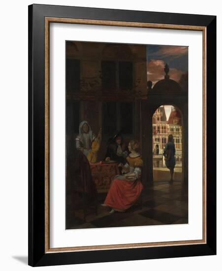 A Musical Party in a Courtyard, 1677-Pieter de Hooch-Framed Giclee Print