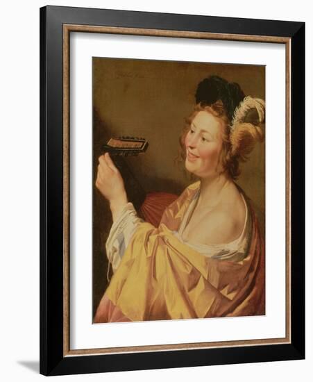 A Musician, 1624 (Oil on Canvas)-Gerrit van Honthorst-Framed Giclee Print